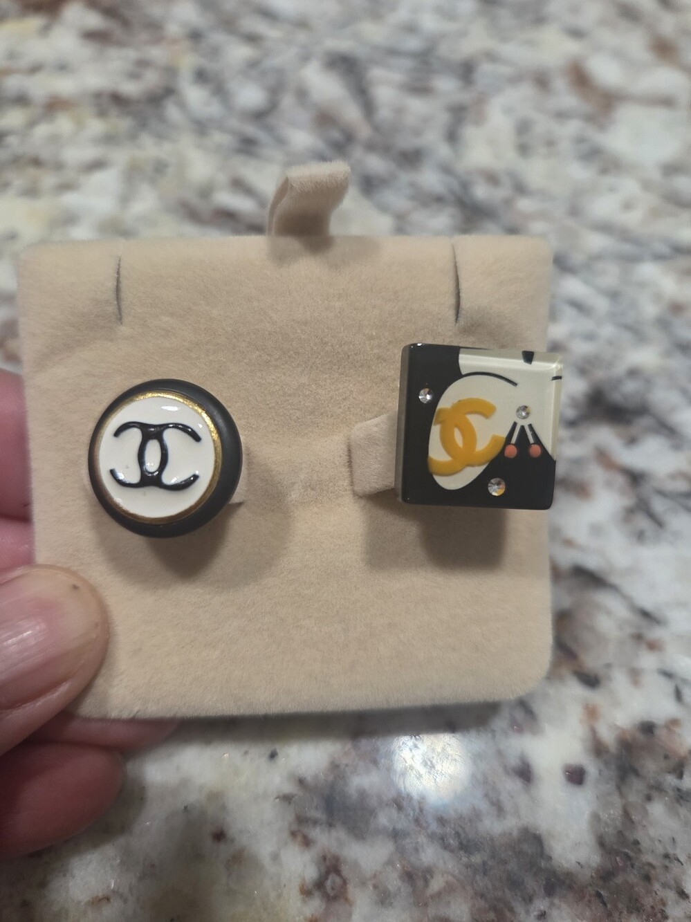 CHANEL Black, White & Gold CC Logo Duo